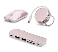 Satechi Bundle Souris sans Fil Slim EX, Hub USB-C OntheGo 5 en 1 et Hub USB-C Snap 6 en 2 (Rose Poudré)