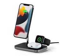 SATECHI Chargeur Induction 3 en 1, Station de Charge sans Fil Magnétique Pliable et Compacte pour Tous Les iPhone 17, 16, 15 à 12, Apple Watch Séries 11-7SE/Ultra/Ultra 2/3 et AirPods Pro, 4/3/2