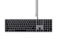 Satechi Clavier avec Câble Slim W3 Rétroéclairé avec Pavé Numérique, QWERTY Anglais, Clavier Lumineux USB-C pour MacBook Pro/Air, iPad Pro/Air, Mac Mini, iMac et Plus - Gris, Disposition US