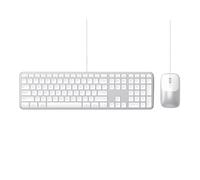 SATECHI Combo Clavier et Souris Filaire Slim CLX3, QWERTY US, Argent