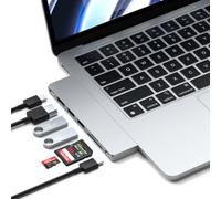 SATECHI Hub Dual USB-C Pro Slim 7 en 1, USB4 40Gbps, 6K@60Hz, PD 100W, 2 Ports Type-A et 1 Port Type-C à 10Gbps, HDMI, Lecteurs SD/MicroSD pour MacBook Air/Pro/Neo - Argent