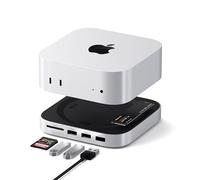 SATECHI Mac Mini M4 Hub & Support avec Boîtier SSD NVMe, Hub Mac Mini M4 avec 2X USB-A 10Gbps, Port USB-A Données, Lecteur de Cartes SD, Dock pour Mac Mini M4/M4 Pro - Argent