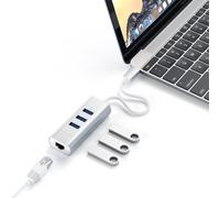 SATECHI Hub USB C 2 en 1 Aluminium avec 3 Ports USB 3.0, Port Ethernet Gigabit, Plug & Play, Adaptateur Multiport pour MacBook, Windows et Appareils Compatibles Type-C, Gris Sideral