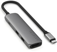 SATECHI Hub USB C 4 en 1 Slim Plus, Adaptateur Multiport avec HDMI 4K@60Hz, Charge PD 100W, 2X Ports de Données USB-A, pour MacBook, Windows et Appareils USB-C ¿ Gris Sidéral