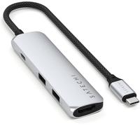 SATECHI Hub USB C 4 en 1 Slim Plus, Adaptateur Multiport avec HDMI 4K@60Hz, Charge PD 100W, 2X Ports de Données USB-A, pour MacBook, Windows et Appareils USB-C ¿ Gris Sidéral