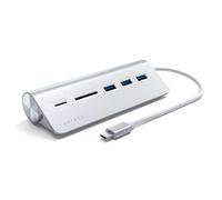 Satechi Hub USB‑C 5 en 1 Combo Aluminium – 3× USB‑A 5Gbps, Lecteurs Micro/SD – Argent