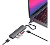 SATECHI Hub USB C 6 en 1 Slim Classic, Adaptateur Multiport avec HDMI 4K@60Hz, Charge PD 60W, 2X Ports Données USB-A, Lecteur SD/microSD, pour MacBook, Chromebook, ThinkPad, Surface et Plus - Gris