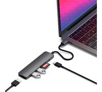 SATECHI Hub USB C 6 en 1 Slim Plus, Adaptateur Multiport avec HDMI 4K@60Hz, Charge PD 100W, 2X Ports de Données USB-A, Lecteur SD/microSD, pour MacBook, Windows et Appareils USB-C ¿ Gris Sidéral