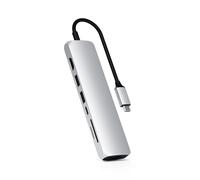 SATECHI Hub USB C 7 en 1 Slim Classic, Adaptateur Multiport avec HDMI 4K@60Hz, PD 60W, 2X Ports Données USB-A, Ethernet, SD/microSD pour MacBook, Chromebook, ThinkPad, Surface et Plus - Argent