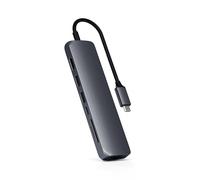 SATECHI Hub USB C 7 en 1 Slim Classic, Adaptateur Multiport avec HDMI 4K@60Hz, PD 60W, 2X Ports Données USB-A, Ethernet, SD/microSD pour MacBook, Chromebook, ThinkPad, Surface et Plus - Gris
