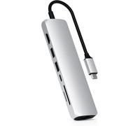 SATECHI Hub USB C 7 en 1 Slim Plus, Adaptateur Multiport avec HDMI 4K@60Hz, Charge PD 100W, 2X Ports USB-A, Ethernet, Lecteur SD/microSD, pour MacBook, Windows et Appareils USB-C ¿ Gris Sidéral