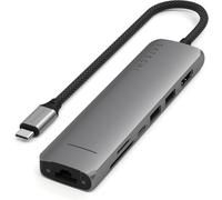 SATECHI Hub USB C 7 en 1 Slim Plus, Adaptateur Multiport avec HDMI 4K@60Hz, Charge PD 100W, 2X Ports USB-A, Ethernet, Lecteur SD/microSD, pour MacBook, Windows et Appareils USB-C ¿ Gris Sidéral