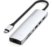SATECHI Hub USB C 7 en 1 Slim Plus, Adaptateur Multiport avec HDMI 4K@60Hz, Charge PD 100W, 2X Ports USB-A, Ethernet, Lecteur SD/microSD, pour MacBook, Windows et Appareils USB-C ¿ Gris Sidéral