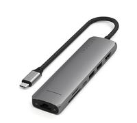 SATECHI Hub USB C 7 en 1 Slim Plus, PD 100W, HDMI 4K, Gris Sidéral | Ethernet, vidéo 4K@60Hz, 2x Ports USB-A 10Gbps, lecteurs SD/microSD, pour MacBook Air/Pro/Neo, PC portables Windows et plus