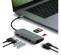 SATECHI Hub USB C 8 en 1 Multiport V2 avec HDMI 4K, Charge PD Jusqu¿à 115W, 3 Ports Données USB-A, Ethernet, Lecteurs Carte SD/MicroSD, pour Laptops, MacBook Pro/Air, iPad, iPhone et Windows ¿ Gris