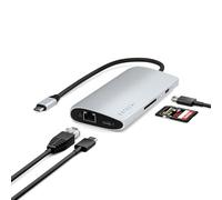 SATECHI Adaptateur Multiport USB-C V3, Dongle USB-C 8 en 1 avec HDMI 8K, Charge PD USB-C 85W, 4 Ports de Données USB-C, Ethernet, Lecteur de Carte SD pour Mac, Windows - Argent