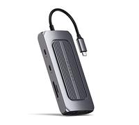 Satechi Hub USB‑C 9‑en‑1 MX – Double HDMI 4K, PD100W, 1GbE, USB‑A 3.0, microSD, Audio – Gris