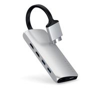 SATECHI Hub USB C Dual Multimédia en Aluminium avec 2 Ports HDMI 4K, PD 60W, Ethernet Gigabit, USB 3.0 Jusqu’à 5Gbps, Lecteurs microSD/SD, pour MacBook Air & Pro M4 M3 M2 M1 - Argent