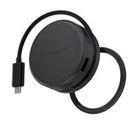 SATECHI OntheGo™ 7 en 1 Hub USB C Magnétique, Adaptateur avec PD 100W, HDMI 4K@60Hz, Ethernet, 2×USB-A 5Gbps, SD/microSD, Câble Spirale pour MacBook, PC Portable et Plus - Noir Spatial
