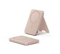 SATECHI OntheGo™ Batterie Externe MagSafe 5000mAh avec Support Pliable, Power Bank Qi2 à Charge Rapide 15W Compact pour Android & Tous Les iPhone 17 16 15 à 12 avec la Technologie MagSafe - Rose