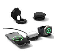 SATECHI OntheGo™ Chargeur Induction 3-en-1 Pliable, Station de Charge Rapide Qi2 15W pour iPhone, 5W pour Apple Watch et AirPods, Chargeur sans Fil Magnétique Idéal pour Voyage - Noir