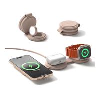 SATECHI OntheGo™ Chargeur Induction 3 en 1 Pliable, Station de Charge Rapide Qi2 15W pour Tous Les iPhone 17 16 15 à 12, 5W pour Apple Watch et AirPods, Chargeur sans Fil Idéal pour Voyage - Rose