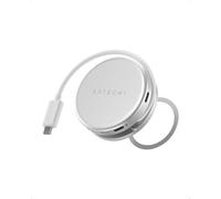 SATECHI OntheGo™ Hub USB-C Magnétique 5 en 1 avec Câble Enroulable, PD 60W, HDMI 4K, Lecteur SD, USB-A et Port USB-C 5 Gbit/s pour MacBook Neo/Air/Pro, PC Portable et iPad - Argent
