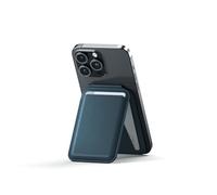 Satechi Porte-Cartes MagSafe et Support pour iPhone, MagSafe Wallet avec 4 Emplacements pour Cartes, NFC, Magnétique pour Tous Les iPhone 17 16 15 à 12 - Matériau Premium (PU) Bleu Intense