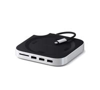 SATECHI Mac Mini M4 Hub & Support avec Boîtier SSD NVMe, Hub Mac Mini M4 avec 2X USB-A 10Gbps, Port USB-A Données, Lecteur de Cartes SD, Dock pour Mac Mini M4/M4 Pro - Argent