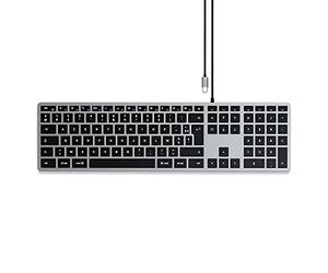 SATECHI Slim W3 Clavier Filaire Rétroéclairé avec Pavé Numérique - Touches Lumineuses et Connexion USB-C - Compatible avec iMac 2020, Mac Mini 2020, MacBook Pro 2020, MacBook Air 2020 (AZERTY)