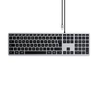Satechi Slim W3 filaire Clavier allemand, QWERTZ anthracite touches multimédia, avec clavier numérique, éclairé
