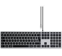 Satechi Slim W3 filaire Clavier suisse, Qwertz anthracite touches multimédia, avec clavier numérique, éclairé