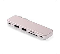 SATECHI Snap Hub USB-C 6 en 2 pour MacBook Neo à Double Connecteur Intégré, HDMI 4K@60Hz, Charge Pass-Through 45W, Lecteurs SD/microSD, USB-A et Port USB-C 5Gbps - Rose Poudré