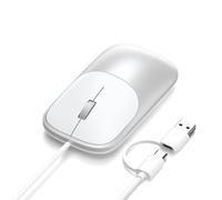 Satechi Souris Filaire Slim LX, Clics Silencieux, Connectivité 2 en 1 USB-C et USB-A, en Aluminium et Molette Métallique pour Mac, Windows, iPad et ChromeOS (Argent)