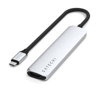 SATECHI 6 en 1 Hub USB C Slim Plus Adaptateur Multiport avec Charge PD 100W, HDMI 4K@60Hz, 2X Ports USB-A 10Gbps, SD/microSD pour MacBook Air & Pro, PC Portable et Plus - Argent