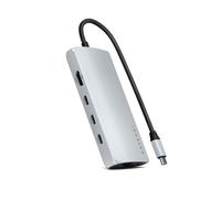 Satechi Hub USB‑C 8 en 1 – HDMI 8K/4K, PD 100W, Ethernet, 4× USB‑C 10Gbps, SD UHS‑II – Argent