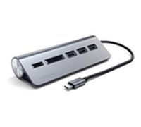 Lecteur de Cartes externe Satechi Type C + Hub USB 3.0 (Gris)