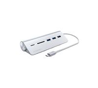 Satechi Hub USB‑C 5 en 1 Combo Aluminium – 3× USB‑A 5Gbps, Lecteurs Micro/SD – Argent