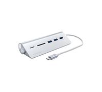 SATECHI Hub USB C Combo pour Bureau en Aluminium, Adaptateur Multiprises avec 3 Ports USB A 3.0 et Lecteurs de Cartes Micro/SD, pour MacBook, Windows et Appareils Compatibles Type C - Argent