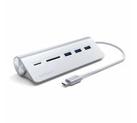SATECHI Hub USB C Combo pour Bureau en Aluminium, Adaptateur Multiprises avec 3 Ports USB A 3.0 et Lecteurs de Cartes Micro/SD, pour MacBook, Windows et Appareils Compatibles Type C - Argent