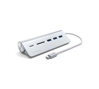 Satechi ST-TCHCRS Station d'accueil USB 3.2 Gen 1 Type-C Argent - Hub 3x USB 3.2 Gen 1 Type-A, Lecteur Cartes SD/MicroSD, Aluminium, Support Windows/macOS/Linux