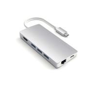 SATECHI Hub USB C 8 en 1 Multiport V2 avec HDMI 4K, Charge PD Jusqu’à 115W, 3X USB-A, Ethernet, Lecteurs Carte SD/MicroSD, pour MacBook, Chromebook, ThinkPad, Windows, Surface et Plus - Argent