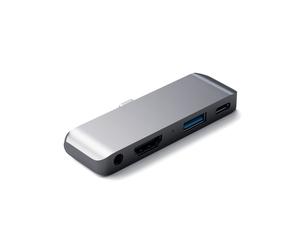 Satechi ST-TCMPHM Station d'accueil USB 3.2 Gen 1 Type-C Gris - Hub HDMI, USB-A, USB-C - Boîtier Aluminium - Alimentation USB - 18g