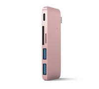 Satechi Hub Combo USB 3.0 3-en-1 en Aluminium Type-C avec Pass-Through USB-C - Compatible avec MacBook Air 2020/2018, iPad Pro 2020/2018, MacBook 12 Pouces 2017/2016 (Or Rose)