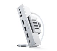 SATECHI Hub USB C à Pince pour iMac 24" M1 2021 et Apple Studio Display avec USB-C Données, 3X USB-A 3.0, Lecteurs Micro/SD - Incompatible iMac 2020 et Modèles Antérieurs - Argent
