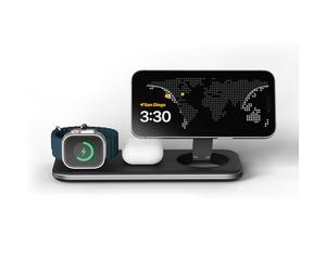 SATECHI Station de Charge 3 en 1 Qi2, 15W+5W, Compacte | 15W+5W, recharge simultanée pour iPhone 12 à 17, Apple Watch et AirPods, adaptateur secteur inclus