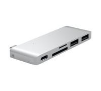 Satechi Station d'accueil ST-TCUPS – Hub USB-C 5 en 1, 2x USB‑A 3.0, Lecteur Micro/SD – Argent