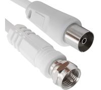 Satellite Antenna Cable Sat TV Cable 75 Ohm Coaxial Female to F-Type Male Connector HDTV, DVB-T2, DVB-C, DVB-S, TV and Radio White 5m