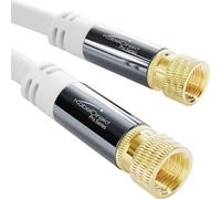 Satellite Cable & TV Antenna, Coaxial ¿ 15m 4K Sat Cable with Metal F Connectors ¿ Available in 0.5-30m (for Radio/TV, DVB-T, DVB-C, DVB-S/DVB-S2, Internet, White)