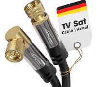 Satellite Cable & TV Antenna, Coaxial ¿ 90°/Right Angle ¿ 2m ¿ Sat 4K Cable, F Connectors ¿ Available in 0.5-30m (Radio/TV, DVB-T, DVB-C, DVB-S/DVB-S2, Internet, Black)